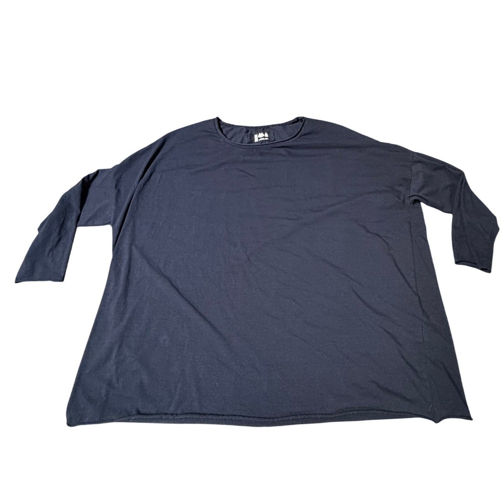 Labo.Art Navy Blue Oversized Cotton Top‎ 2 Med Boxy Long Tight Sleeve Minimalist - Picture 6 of 10